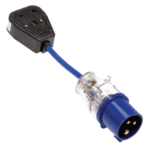 240V 250mm Blue Fly Lead - 16A Plug, 13A Socket E85300