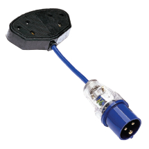 240V 250mm Blue Fly Lead - 16A Plug, 2 x 13A Socket