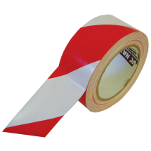 Hazard Tape Red/White 50mm x 33mtr - Self Adhesive