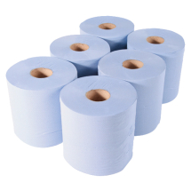 Blue Centre-Feed Rolls (Pk6) Embossed 2 ply