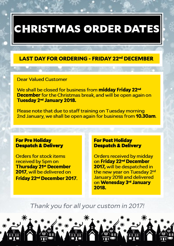 Christmas Order Dates and Opening Times