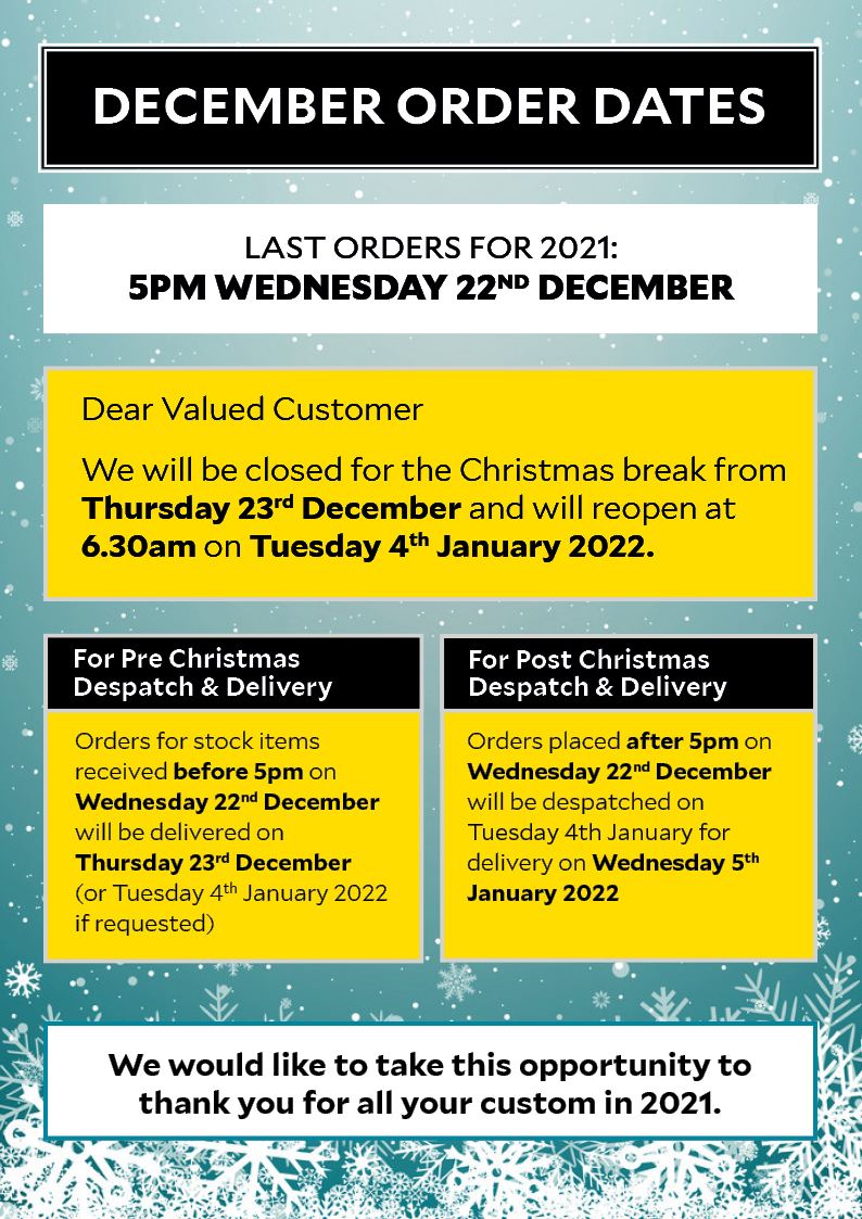 Christmas Order Dates and Opening Times 2021/2022