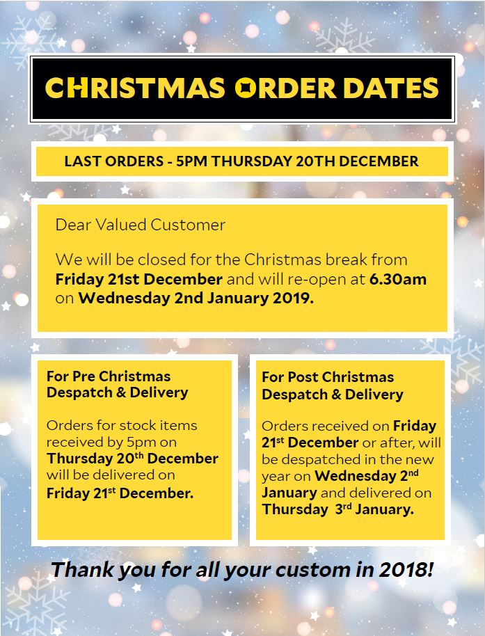 Christmas Order Dates and Opening Times