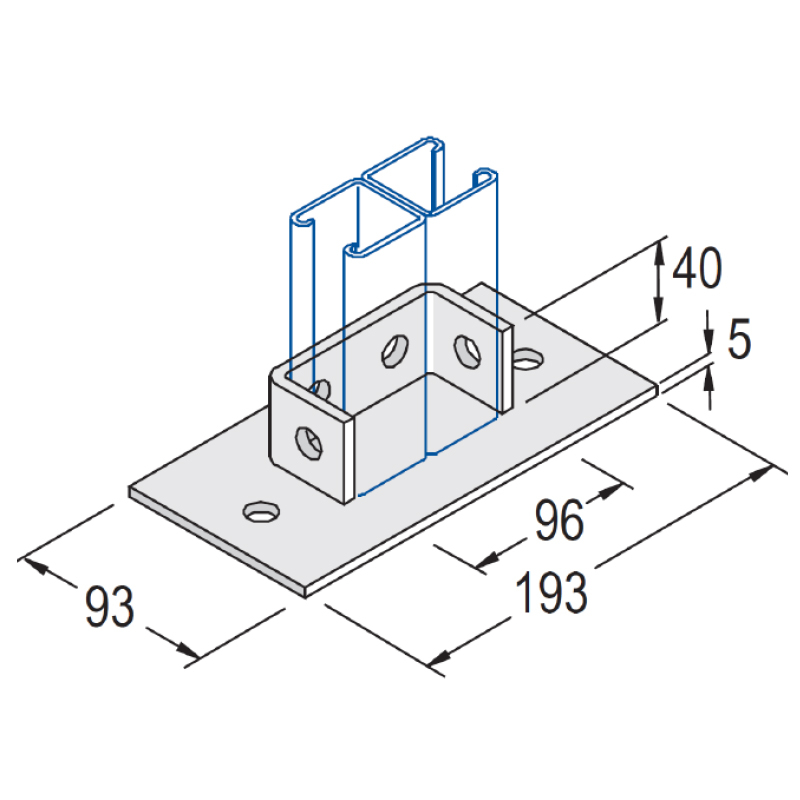 Unistrut Channel Base Fittings Unistrut 6 Hole Double Base Plate ...