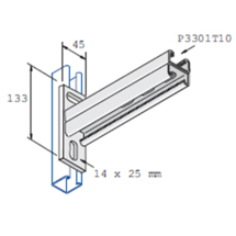 Unistrut Cantilever Arm Double Shallow Slotted - 600mm - HDG