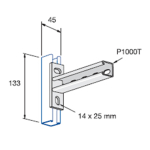 Unistrut 90° Cantilever Arm Single Deep Slotted 600mm HDG