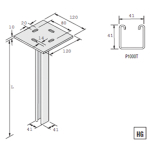 Unistrut Vertical Support 41mm Deep Slotted 775mm - HDG