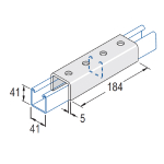 Unistrut 41mm External HDG Channel Coupler 41x41x184mm