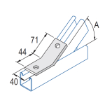 Unistrut 2 Hole 60° Obtuse Angle Bracket 40x44x71mm - HDG