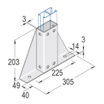 Unistrut 10 Hole Double Base Plate Gussetted 305x203mm HDG