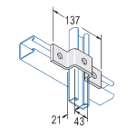 Unistrut 3 Hole 21mm U Bracket 137x43x21mm - HDG