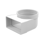 100x54mm to 100mm Round Elbow Plastic Duct 90deg Bend Female
