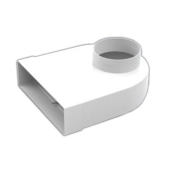 204x60mm to 125mm Round Elbow Plastic Duct - Fixed Spigot