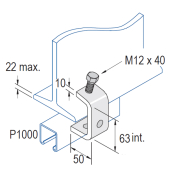 Unistrut Beam Clamp 63mm c/w Cone Point - HDG