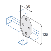 Unistrut 4 Hole Flat Cross Plate 90x136mm - HDG