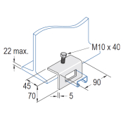 Unistrut Window Beam Clamp 21mm - c/w Cone Point - HDG