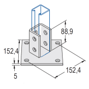 Unistrut 4+6 Hole Large Single Base Plate - 152.4x88.9mm HDG