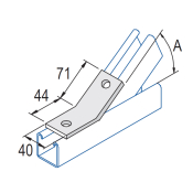 Unistrut 2 Hole 60° Obtuse Angle Bracket 40x44x71mm - HDG