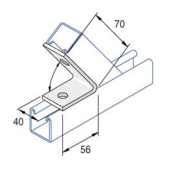 Unistrut 2 Hole 75° Acute Angle Bracket 40x56x70mm - HDG