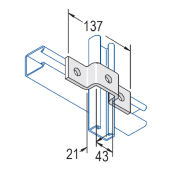 Unistrut 3 Hole 21mm U Bracket 137x43x21mm - HDG