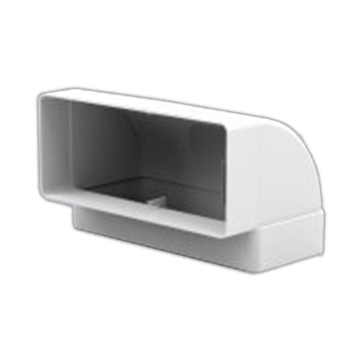 220x90mm 90deg Vertical Bend Plastic Duct Int / Ext Bend