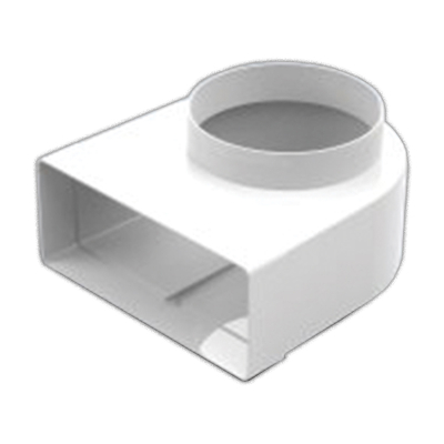 220x90mm to 100mm Round Elbow Plastic Duct - Fixed Spigot