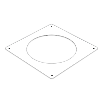 White Flat Square Wall Plate For 100mm Round Plastic Duct