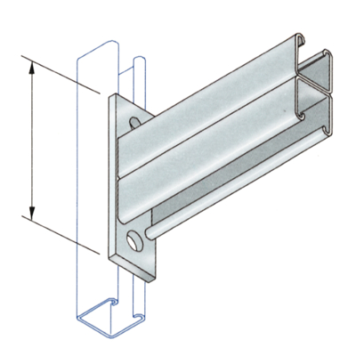 Unistrut Cantilever Arm Double Deep Slotted - 750mm - HDG
