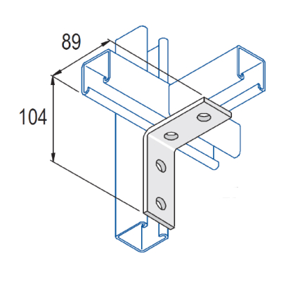 Unistrut 4 Hole 90° Channel Bracket 104x89mm - HDG