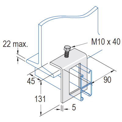 Unistrut Window Beam Clamp 82mm - c/w Cone Point - HDG