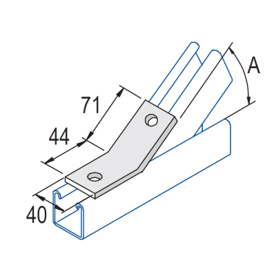 Unistrut 2 Hole 60° Obtuse Angle Bracket 40x44x71mm - HDG